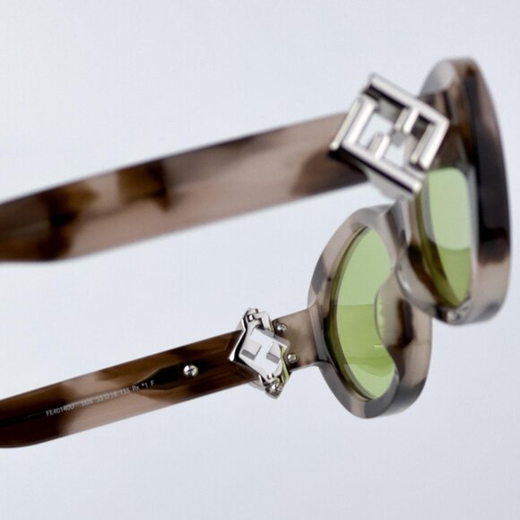Fendi FF DIAMONDS FE40140U 01A Men NEW AUTHENTIC Sunglasses Oval Havana Green - Picture 8 of 9
